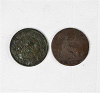 1863 + 1884 - CANADA PENNIES LARGE Penny Coins 1c