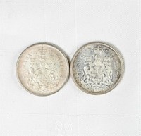 1966 + 1966 - SILVER 50c CANADA  FIFTY CENT COINS