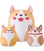 3 plush dog stuffy toy pillows