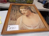 young lady signed & framed print
