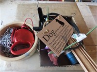 Dog bowl & related items.