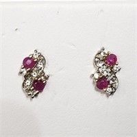 $200 S/Sil Ruby Cubic Zirconia Earrings