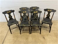 Set of 6 Antique Plank Seat Side Chairs