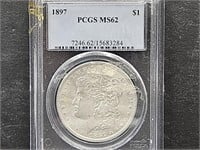 1897 Morgan Silver Dollar  PCGS  MS62