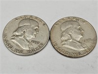 1953 S & 1953 Ben Franklin Half Dollar Silver Coin