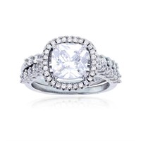 Decadence Sterling SIlver Rhodium 8mm Cushion Cut