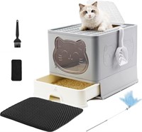 HelloMiao Fully Enclosed Cat Litter Box with Lid,