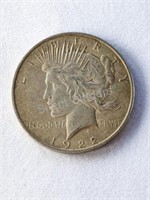 1922 S US Silver Peace Dollar United States