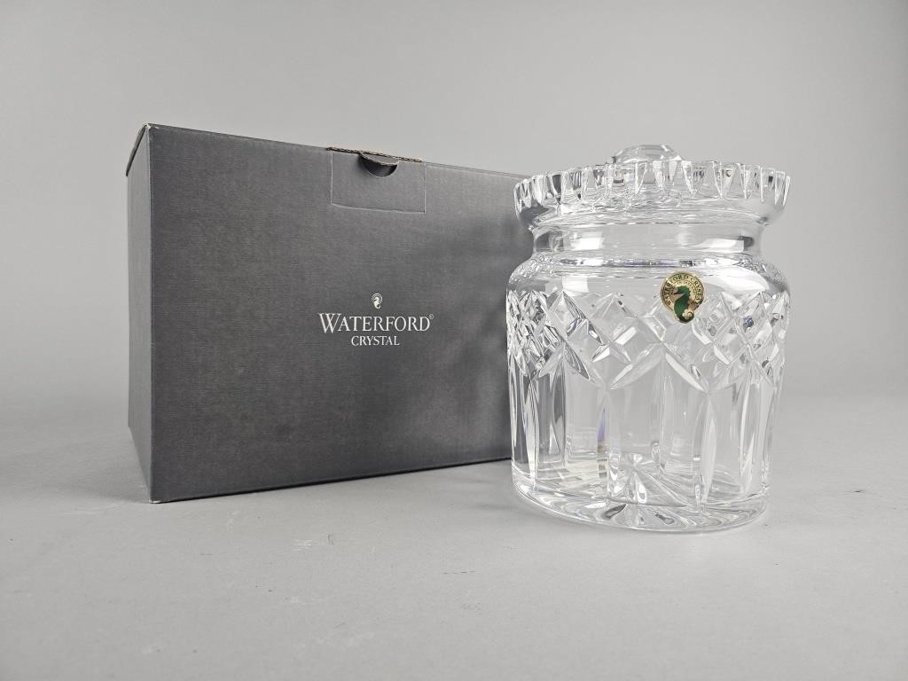 New Vtg Waterford Crystal Lismore Biscuit Barrel