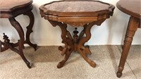 Victorian walnut marble top parlor table
