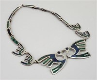 Sterling Silver Mexican Aztec Bird Necklace.