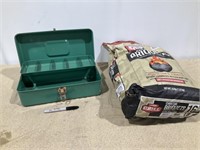 Metal Fish Tackle Box, 16 lb bag Charcoal