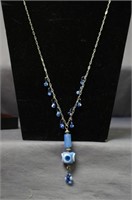 Necklace With Blown Glass Beads/ Pendant