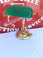 Green Glass & Brass Desk Lamp