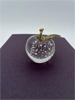 Glass and Brass Apple Paperweight