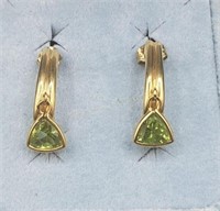 14k Yellow Gold Peridot Pierced Earrings Total