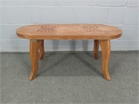 Solid Wood Bench With Carved Top
