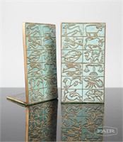 Pair of Metal Zodiac Bookends from Israel
