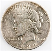 Coin 1934-S Peace Silver Dollar Choice