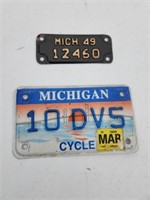 2 Michigan motorcycle license plates