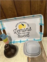 juice glasses, lemonade tray, nesting canisters