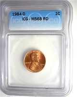 1984-D Cent ICG MS68 RD LISTS $285 CONDITION RARE