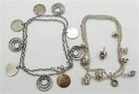 (2) Vintage 18" Sterling Silver Necklaces