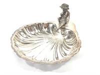 Gorham Silver Plate Nut Dish w Metal Figure
