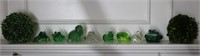 Collection of Glass Frog Figurines & Greenery