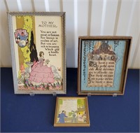 Three 1920s Framed Mottos To Mother Welcome Guest