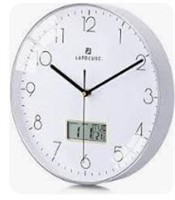 Lafocuse Silver Digital Calendar Wall Clock With