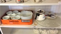 Pyrex Mugs, Bowl, Corning Teapot Etc