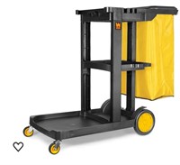 WEN Janitorial Cart with 3 Shelves & 25-Gal bag