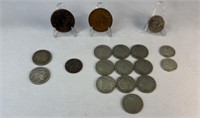 (10) V NICKELS, SHIELD NICKEL, (2) BUFFALO NICKELS