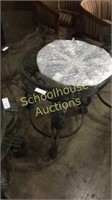 Small circle metal and glass end table