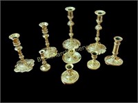 9 Assorted Brass Candlesticks