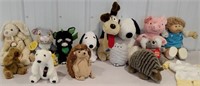 Box stuffed toys including thumper, cabbage patch