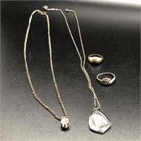 Two Sterling Silver Chains and Two SS Rings