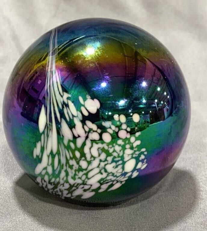 Vtg Carnival Glass Paperweight