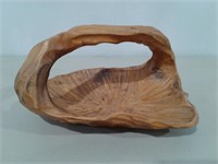 10" Hand Carved Wood Basket