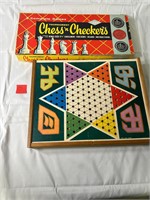 Vintage Checkers and Chinese Checkers Board Games