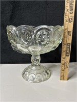 LE Smith Large Clear Glass Compote Stars & Moon