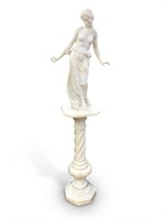 Large Marble Statue of a Woman on Stand,