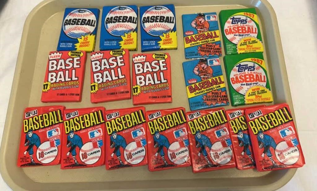 17) 1980s Wax Seal Packs of Baseball Cards: