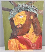 Jesus Painting 1974 JV Oil on Canvas