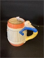 Vtg Hand painted Barrel Steer Coffee Mug w Man