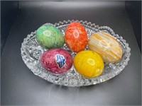 Italian alabaster handcarved egg, other eggs &bowl