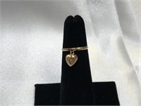 14k Stack Ring With Puff Heart Dangle
