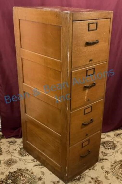 Antique Oak four drawer file cabinet