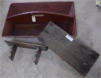 Large Carpenters Tray With Primitive Wood Shelf An